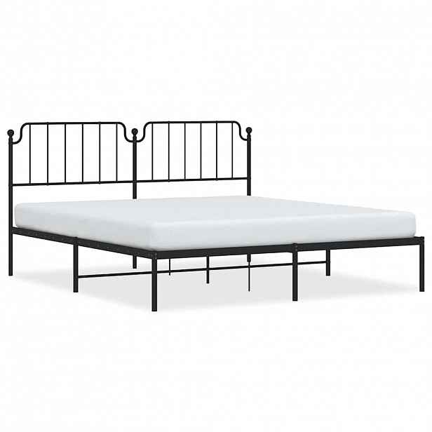vidaXL Kovový rám postele s čelem černý 183 x 213 cm
