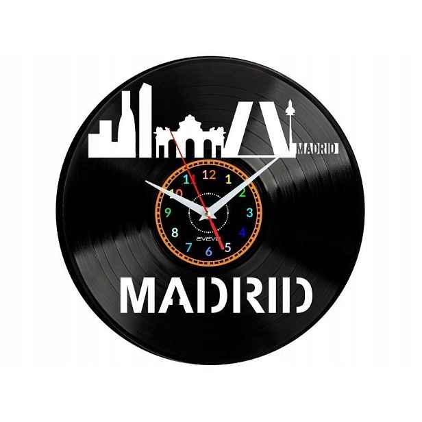 Madrid Dárek Originální dekorace do domu, hodiny z vinylové desky