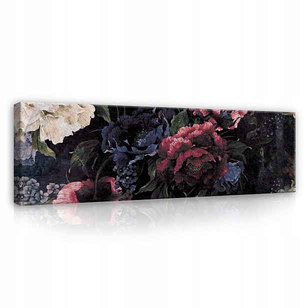 Obraz 145x45 Tmavý květinový rafinovaný, zátiší, luxusní květiny