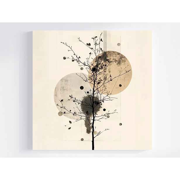 Obraz Na Plátně Canvas Grafika Geometrie Dřevo Zen Příroda Béžová Hnědá 60x60