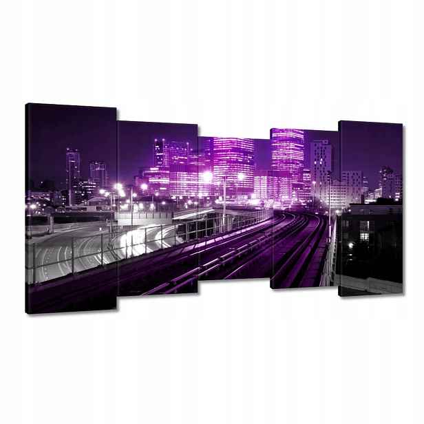 Obrazy 150x80 Fialové mrakodrapy ve městě