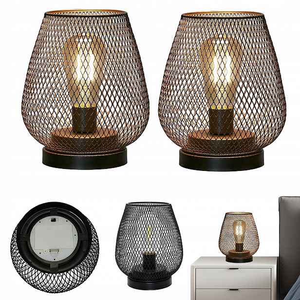 Stolní Lampa, Dekorace Do Domu, Noční Lampy S Kovovou Klecí, 2 Ks