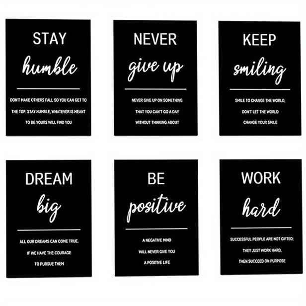 TEMU 6ks Inspirativní nástěnné umění do kanceláře, Motivační nástěnná dekorace s citáty, Nástěnné umění do obývacího pokoje, Povzbuzující plakáty do
