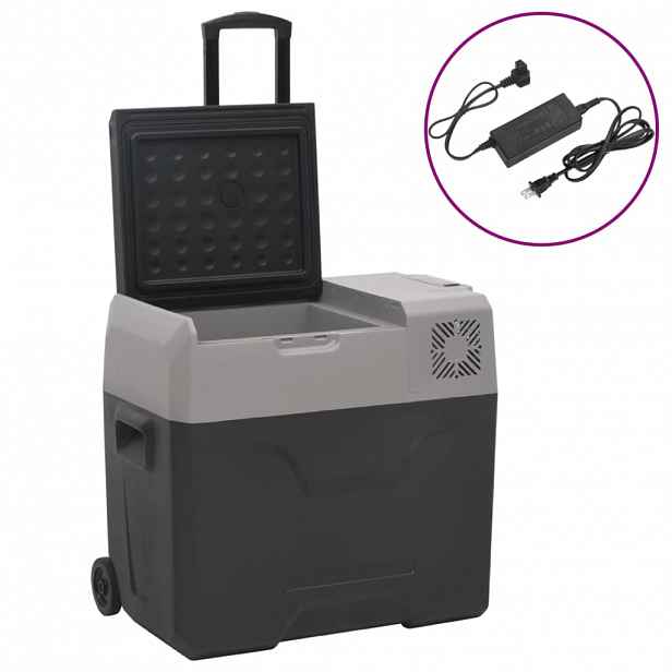 vidaXL Chladicí box s kolečky a adaptérem černý a šedý 30 l PP