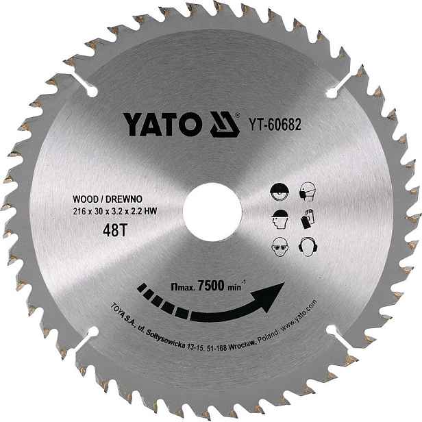Yato Vidiová Kotoučová Pila 216 x 30 mm 48-ZUBŮ 60682