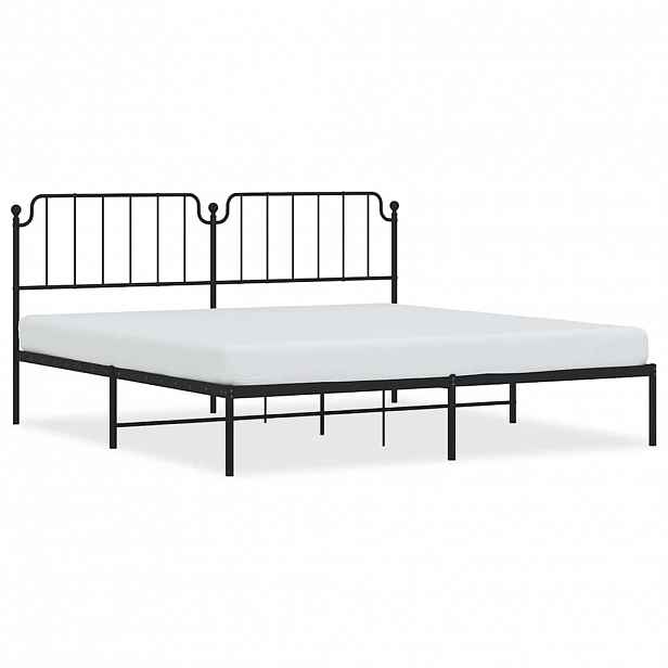 vidaXL Kovový rám postele s čelem černý 193 x 203 cm