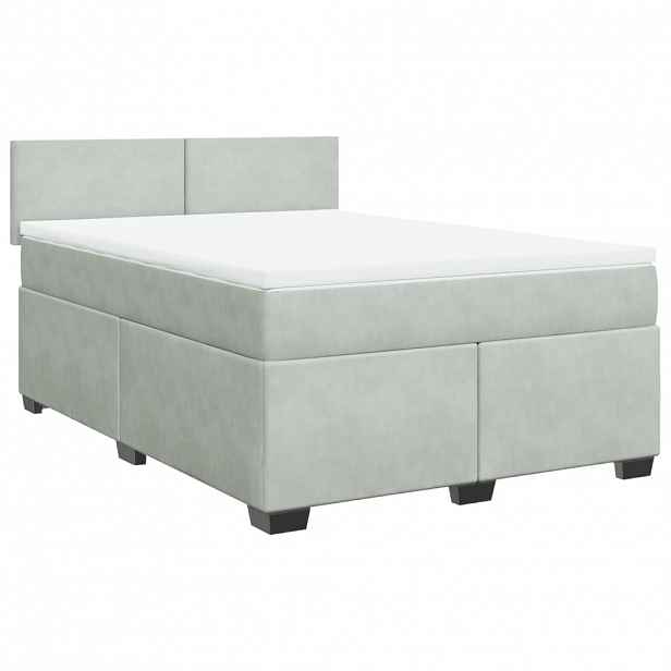 vidaXL Box spring postel s matrací světle šedá 160x200 cm samet
