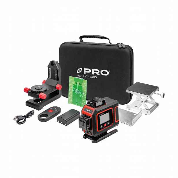 Křížový laser Pro 4DG.XY Zelený paprsek Led displej Komplet