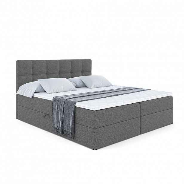 ALTDECOR AMERICKÁ postel s matrací H3 a lamelovým roštem – MARCE – 140 × 200, šedá