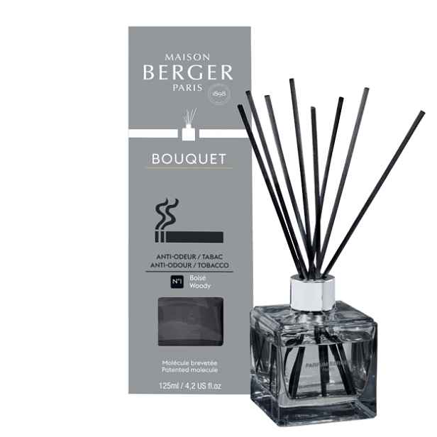 Maison Berger Paris aroma difuzér Cube, Proti zápachu tabáku – Dřevitá vůně, 125 ml