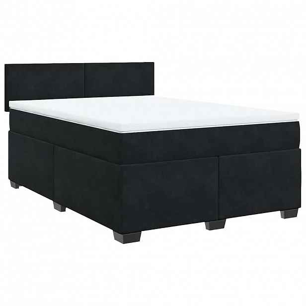 vidaXL Box spring postel s matrací černá 160x200 cm samet