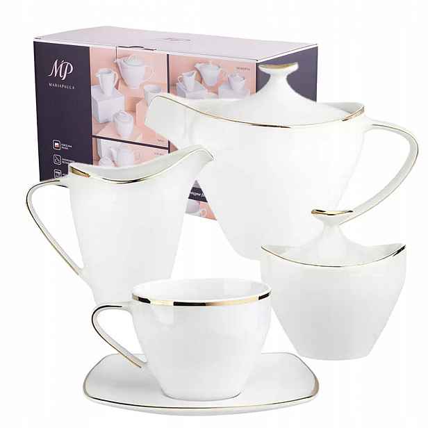 Čajový a kávový servis pro 6 osob, porcelán MariaPaula Moderna Gold 15 ks