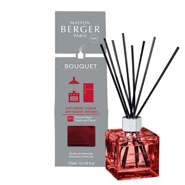 Maison Berger Paris aroma difuzér Cube, Proti zápachu z kuchyně – Svěží květinová vůně, 125 ml
