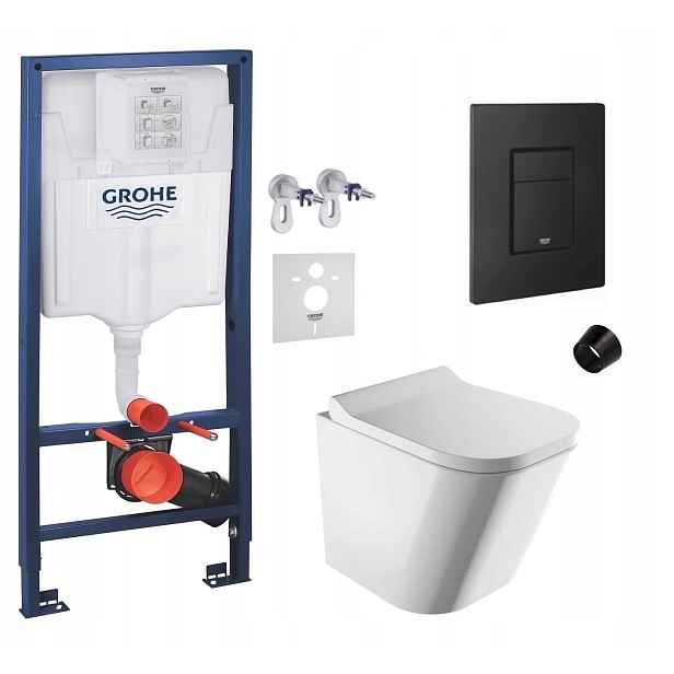 Podomítkový Wc set Grohe s mísou Fontana a tlačítkem Černý Mat