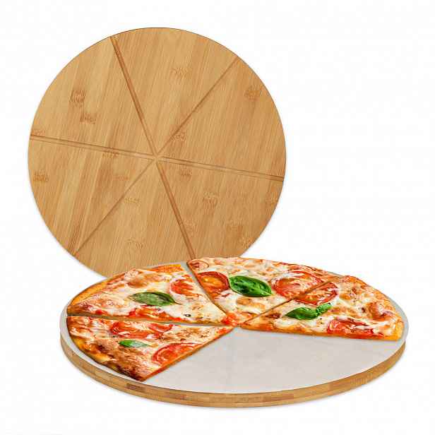 Relaxdays PIZZATÁC přírodní bílá 2dílný-set bambus