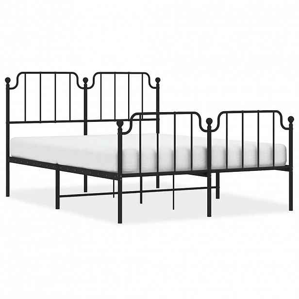 vidaXL Kovový rám postele s hlavovým a nožním čelem černý 150 x 200 cm