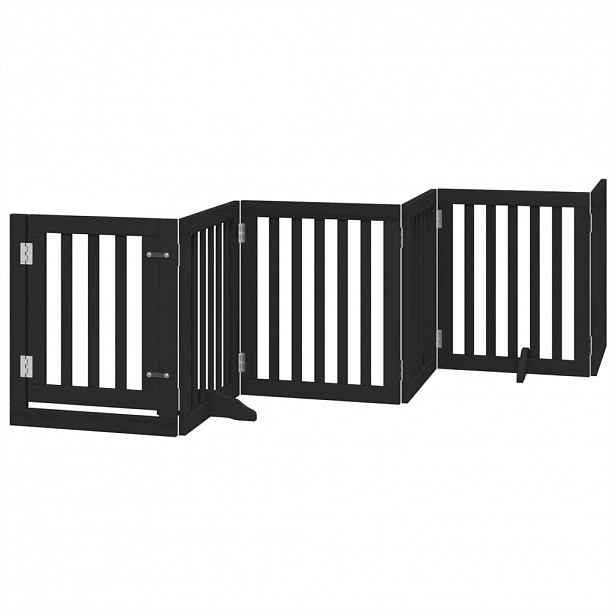 vidaXL Zábrana pro psy s dvířky skládací 6 panelů černá 300 cm topol