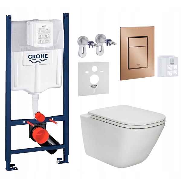 7v1 Podomítkový Wc Set Stelaz Grohe, Wc Mísa Rim Roca Gap Tlačítko měď