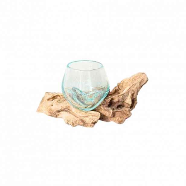 Ambia Home VÁZA, dřevo, sklo, 8 cm