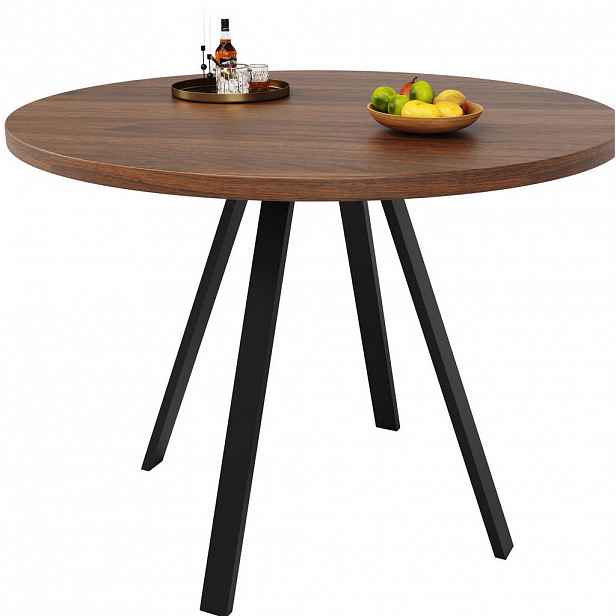 Modfu JÍDELNÍ stůl 80x80x75 cm ořechový s černou podnoží z MDF a kovu