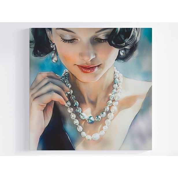 Obraz Na Plátně Canvas Žena Dívka Elegance Móda Styl Perly 50x50