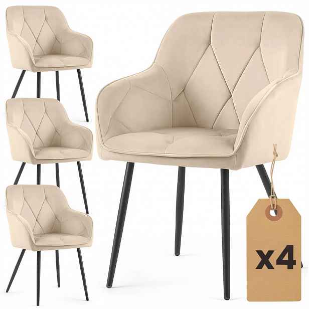 Set 4x čalouněná jídelní židle DALMIRA - béžová