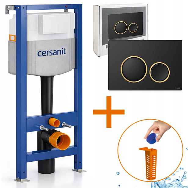 Cersanit Mechanický rám Aqua 50 Set Tlačítko černá matná zlatá Luna