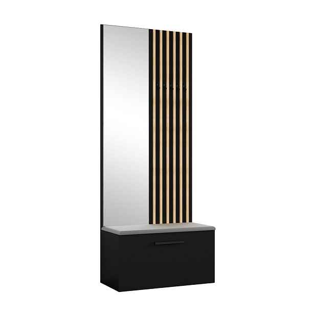MASSENO MODERNÍ PŘEDSÍŇOVÁ SESTAVA MODULO, 80,6/204/40 cm, černá