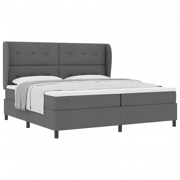 vidaXL Postel s boxspringem s čelo Tmavě šedá 200 x 200 cm textil