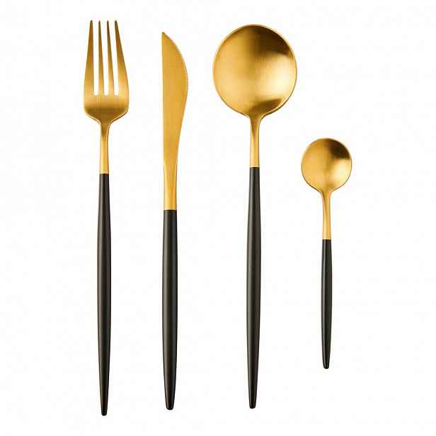 Butlers STILETTO Příbory matné set 4 ks - zlatá/černá