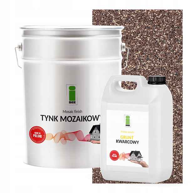 Mozaiková Omítka Hnědá 25Kg Základový Nátěr V Barvě Set Na 6,6 m2