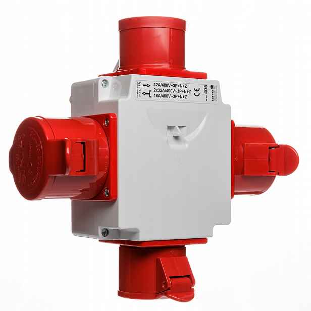 Rozbočka silový konektor 32A/5P 2x Gn. 32A/5P Gn. 16A/5P IP44 400V Tarel