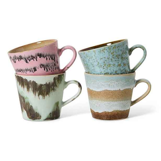 Sada 4ks retro hrnek na Cappuccino 70s Dada  – 9,5*12*8,5 cm / 330ml HKLIVING