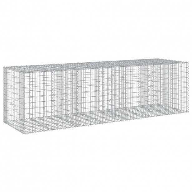 vidaXL Gabionový koš s víkem 350 x 100 x 100 cm pozinkované železo