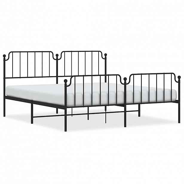 vidaXL Kovový rám postele s hlavovým a nožním čelem černý 183 x 213 cm