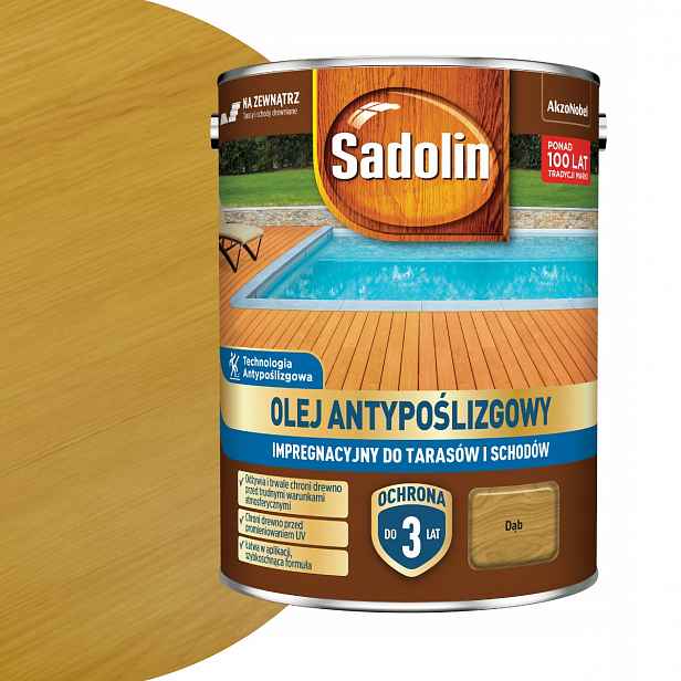 Sadolin Protiskluzový ochranný olej 3 Roky pro terasy 4,5L Dub