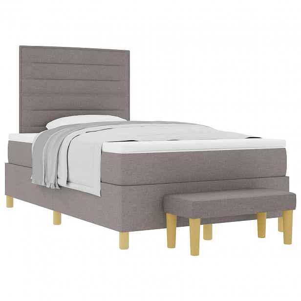 vidaXL Postel s boxspringem s čelo Taupe 190 x 120 cm textil