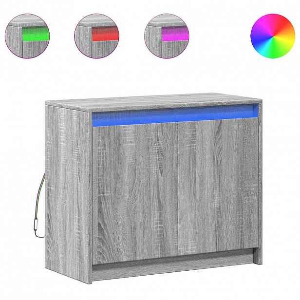 vidaXL Příborník LED šedý sonoma 72 x 34 x 61 cm kompozitní dřevo