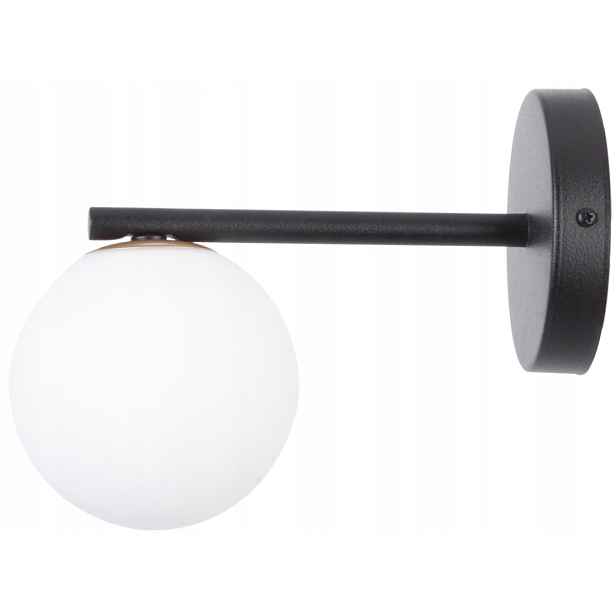 Nástěnná lampa minimalistická černá skleněná bílá koule do obývacího pokoje Sigma