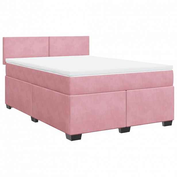 vidaXL Box spring postel s matrací růžová 160x200 cm samet