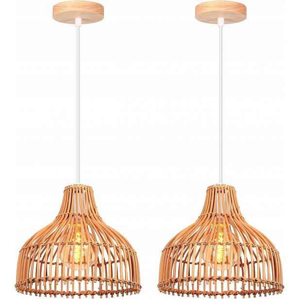 Ligkin 2 x závěsná ratanová lampa vintage industrial E27