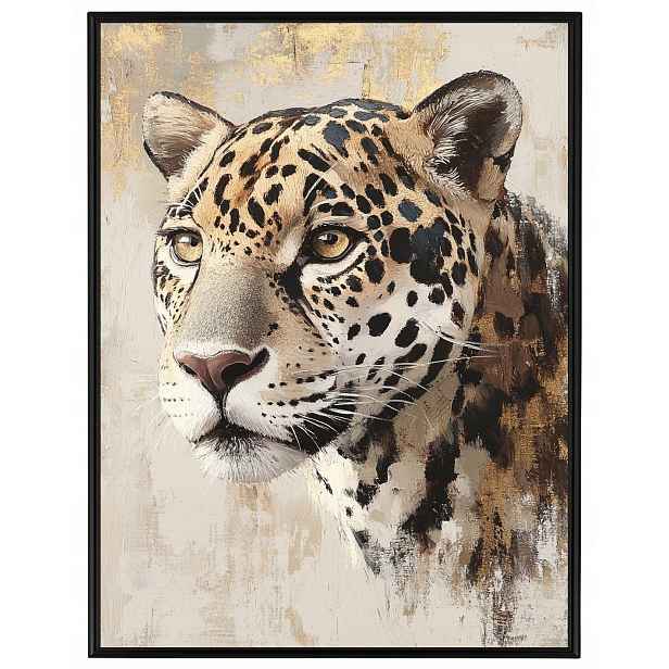 Plakát Rámeček Hliník Portrét Příroda Zvíře Kočka Jaguar Béžová Hnědá 60x80