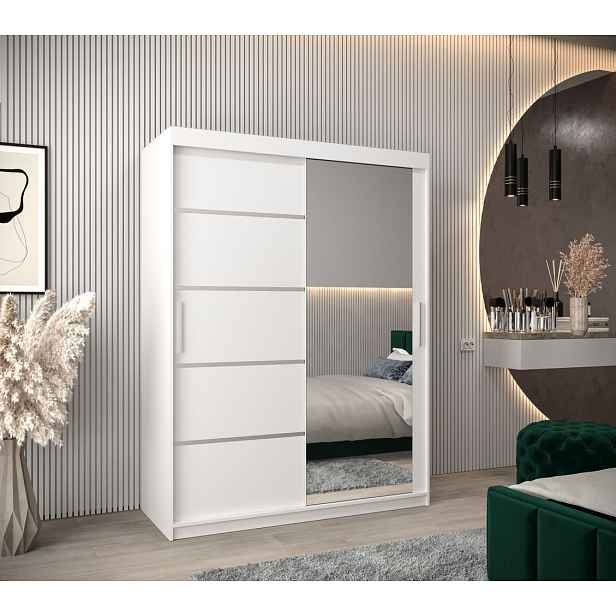Šatní zrcadlová skříň ADELA - 150 cm, bílá