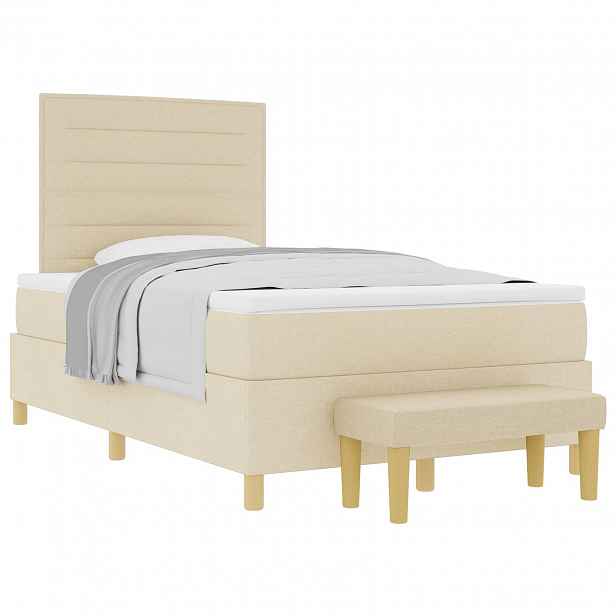 vidaXL Postel s boxspringem s polštářem Krémová 190 x 120 cm textil