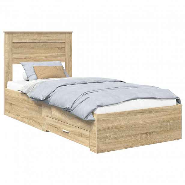 vidaXL Rám postele s čelo Sonoma dub 100 x 200 cm Kompozitní dřevo