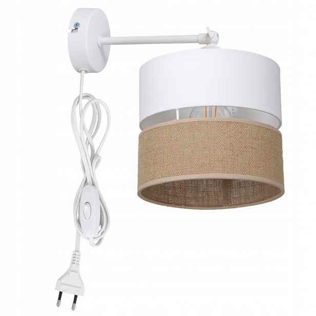 Boho Nástěnná Lampa Jutová S Zástrčkou A Lampičkou