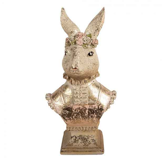 Dekorace busta králičice s čelenkou se zlatou patinou - 16*11*31 cm Clayre & Eef
