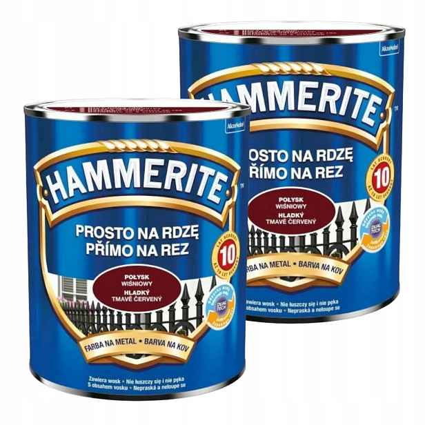 Hammerite Barva Na Kov 5L Přímo Na Rez Třešňový Lesk Set 2x2,5L