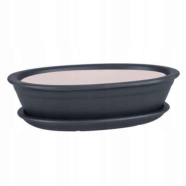 Květináč na bonsaje Černý 32cm oválný obal na stromek štěstí