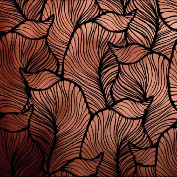 Lesklá dýha měď listy 45 x 500 cm G-14075